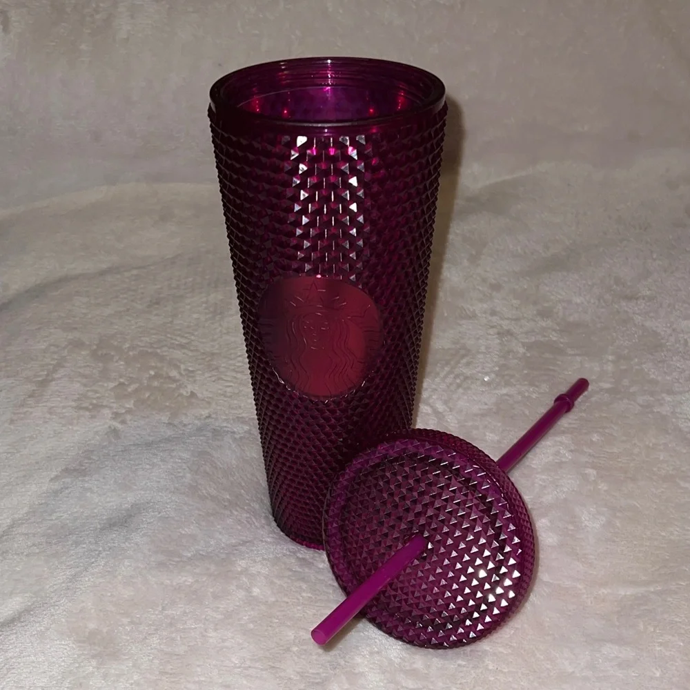 NWT Starbucks 2022 Winter Bling Berry Iridescent Shiny Studded Tumbler 24 OZ